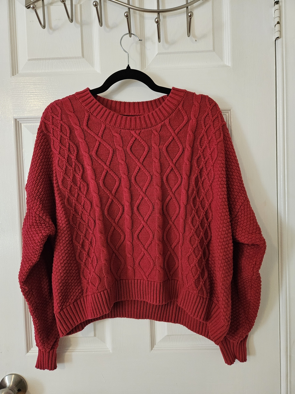 Hollister Red Cable-Knit Crewneck Sweater